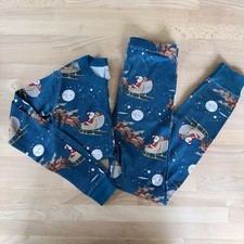 Hanna Andersson Holiday Xmas Santa Reindeer Kid Long John Pajamas 130 cm US 8 PJ