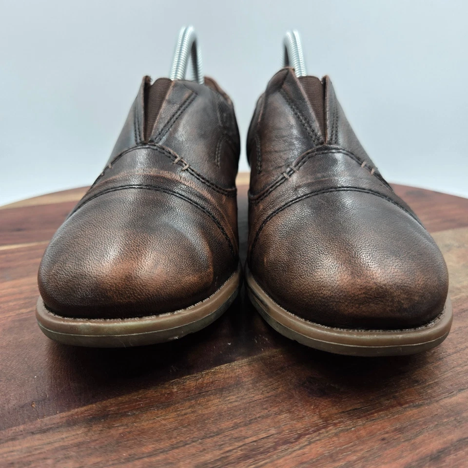 Earth Blythe 女式 7D 宽棕色皮革舒适帽头牛津懒人鞋 — 第 2/4 张图片