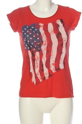 FB SISTER T-Shirt Damen Shirt Gr. DE 34 rot-wollweiß-blau Casual-Look