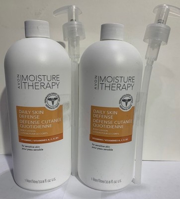 Lot of 2 Avon Moisture Therapy Daily Skin Defense Body Lotion 33.8oz With Pumps