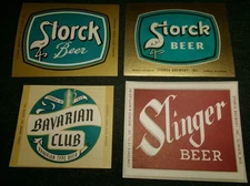 LOT OF 3 NICE Storck Brewery, Slinger Wisconsin Vintage Beer Bottle Labels