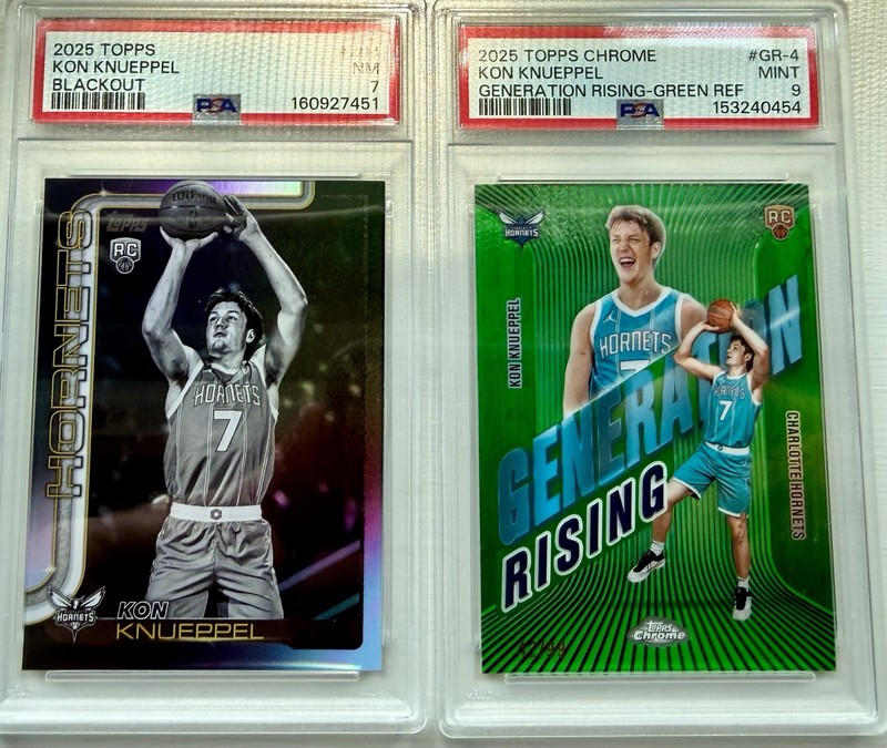 2x PSA Graded Rookie Kon Knueppel Lot - Serial Numbered Green Parallel