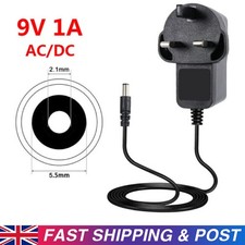 AC/DC 9V 1A UK Plug Power Supply Adapter Plug Charger Adaptor Black
