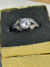 Sterling Silver Round Cubic Zirconia Engagement Ring S925 Women's Size 6