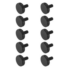 M6x14mm Knurled Thumb Screws, Black Steel Flat Head Thumb Screws, 10 Pcs