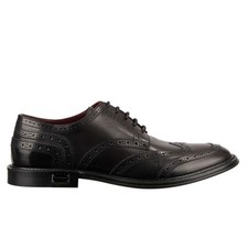 Dolce & Gabbana Crown Dg Metal Logo Leather Derby Shoes Marsala Black 12516