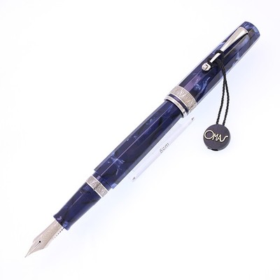 OMAS Paragon Fountain Pen Blue Royal Silver Trim 14K Medium Nib