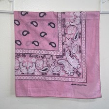 100 Cotton Light Bubblegum Pink White  Black Spring Paisley Bandana RN 122070
