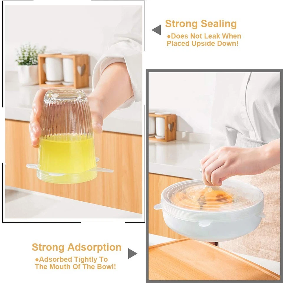 4 Pack Same Size Silicone Stretch Lids, Thicker Reusable Sturdy Silicone Cont... - Image 4 of 4