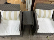 Outsunny 3 Piece Rattan Bistro Set – 2 Chairs & Glass Top Table