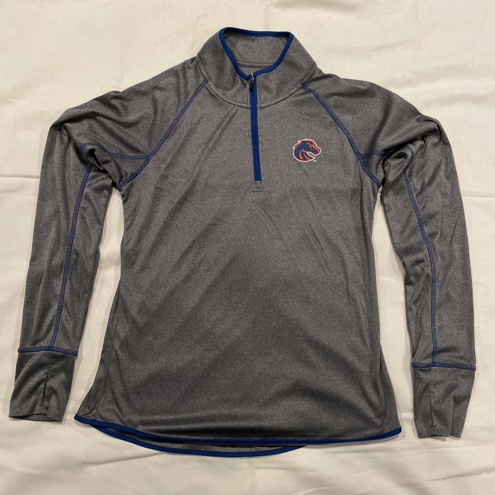 Boise State Broncos Quarter Zip Lightweight Jacket Women's Large Gray Colosseum