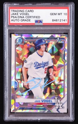 Jake Vogel Signed 2021 Bowman Chrome Mega Box Prospects Refractors #BCP59 RC (PS