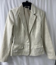Mossimo Cream Jacquard Blazer Womens M Tailored Career Wedding Jacket