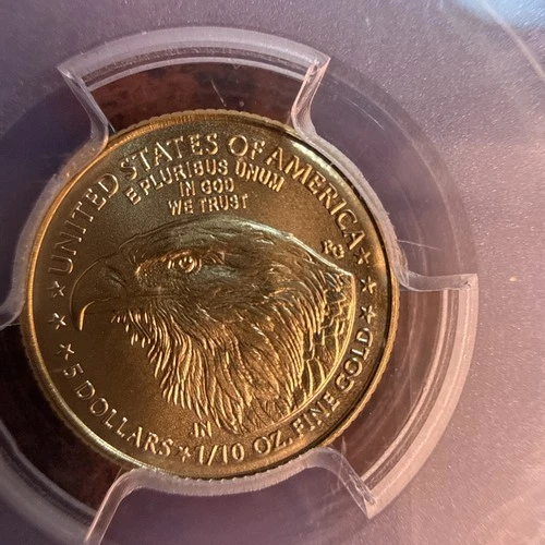 2023 Gold Eagle $5 PSGS MS70 First Day of Issue 1/10 oz Fine Gold