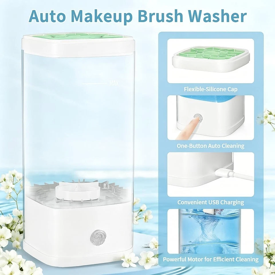 Máquina limpiadora de brochas de maquillaje eléctrica 9000 RPM máquina de limpieza de brochas de maquillaje Foto 3 de 4