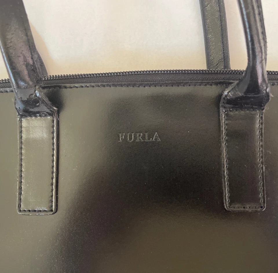 Furla Black Leather Shoulder Satchel Bag Vintage - Image 4 of 4