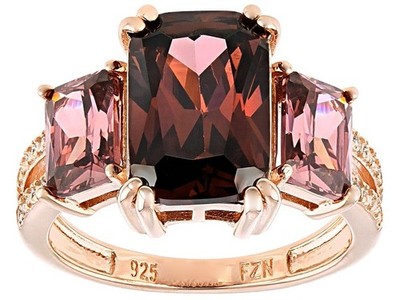 Esotica Blush & White Cubic Zirconia 18k Rose Gold Over Silver Ring 9.75ctw New