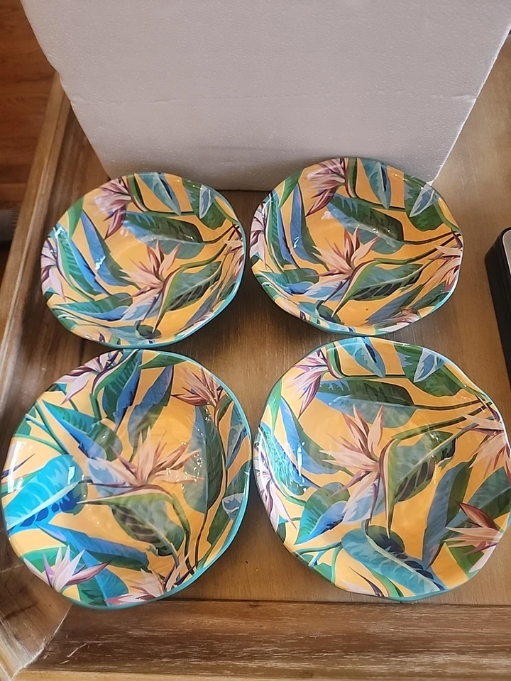 TOMMY BAHAMA Tropical Summer Salad Bowls Desert MELAMINE 4 Set  - Image 2 of 4