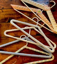 6 Vintage Crocheted Plastic Hangers Pastels Boho Cottage Granny Core Crochet