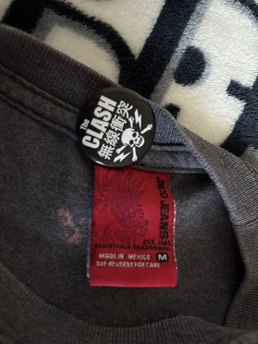 Vintage JNCO Jeans Tshirt Mens M 90's Gray Flames Skull