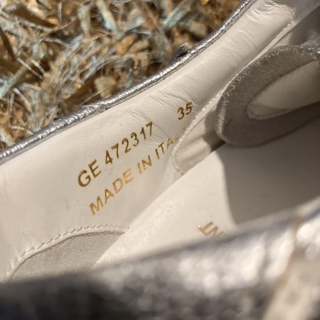 Sneakers basse YSL Saint Laurent stella bianca pelle argento donna 35 US5