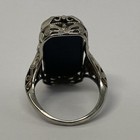 14k White Gold Diamond Revolving Bezel Black Onyx & Cameo Ring 4.4g Size 3.5 — photo 7