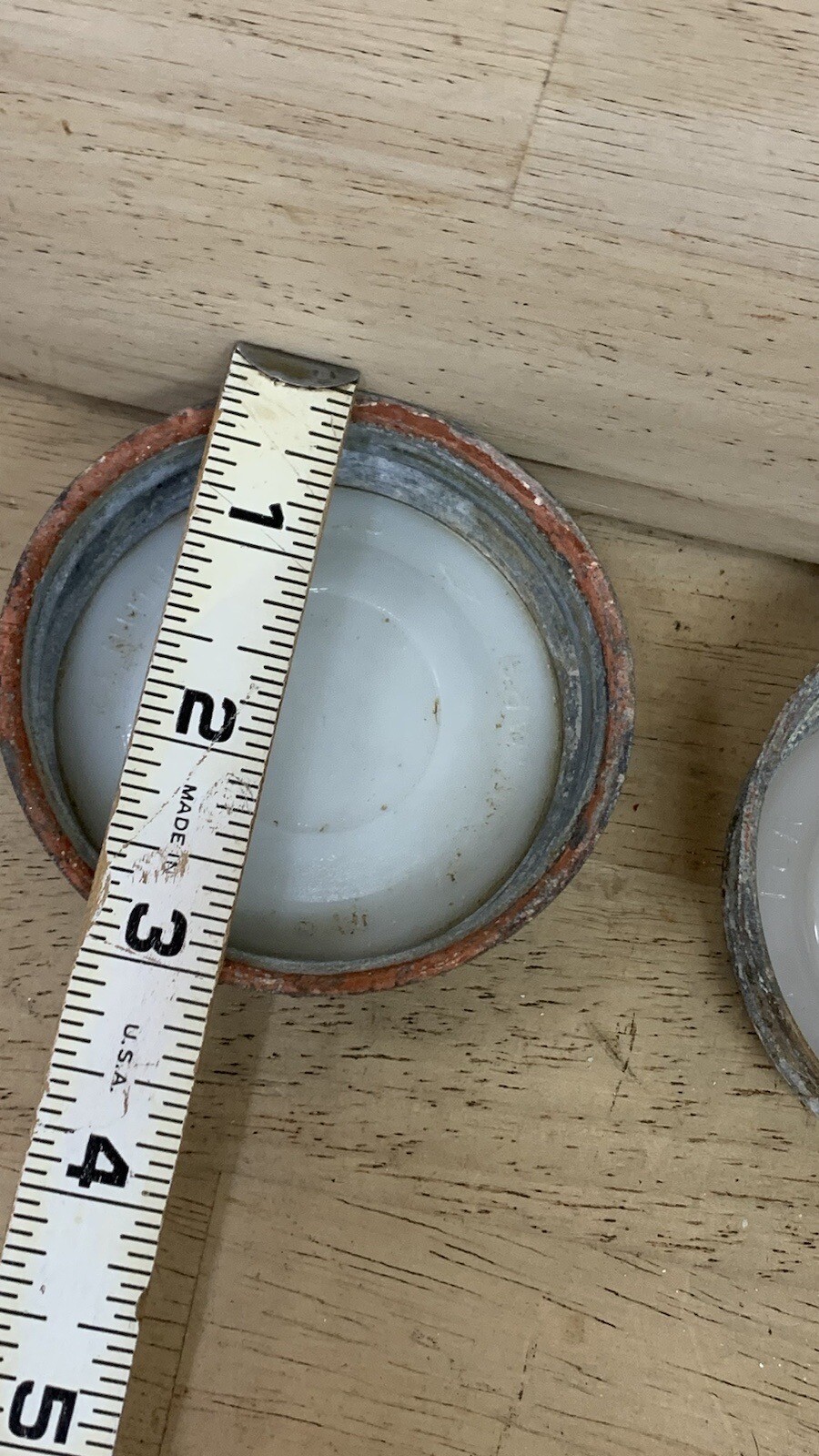 Lot of 3 Vintage Antique Mason Jar Zinc Cap Lids Milk Glass Insert Ball