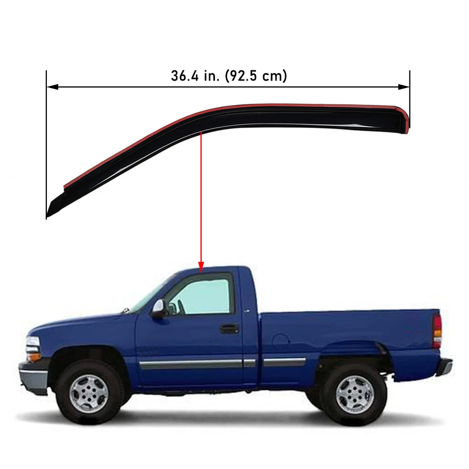 In-Channel Window Visor Rain Guard for Chevy Silverado GMC Sierra 1500 2500 3500 - Imagem 2 de 4
