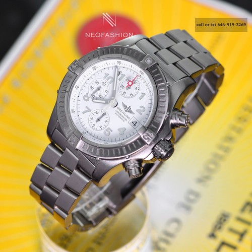 BREITLING CHRONO AVENGER TITANIUM 44MM BEAUTIFUL WHITE DIAL MENS WATCH E13360 - Picture 4 of 9