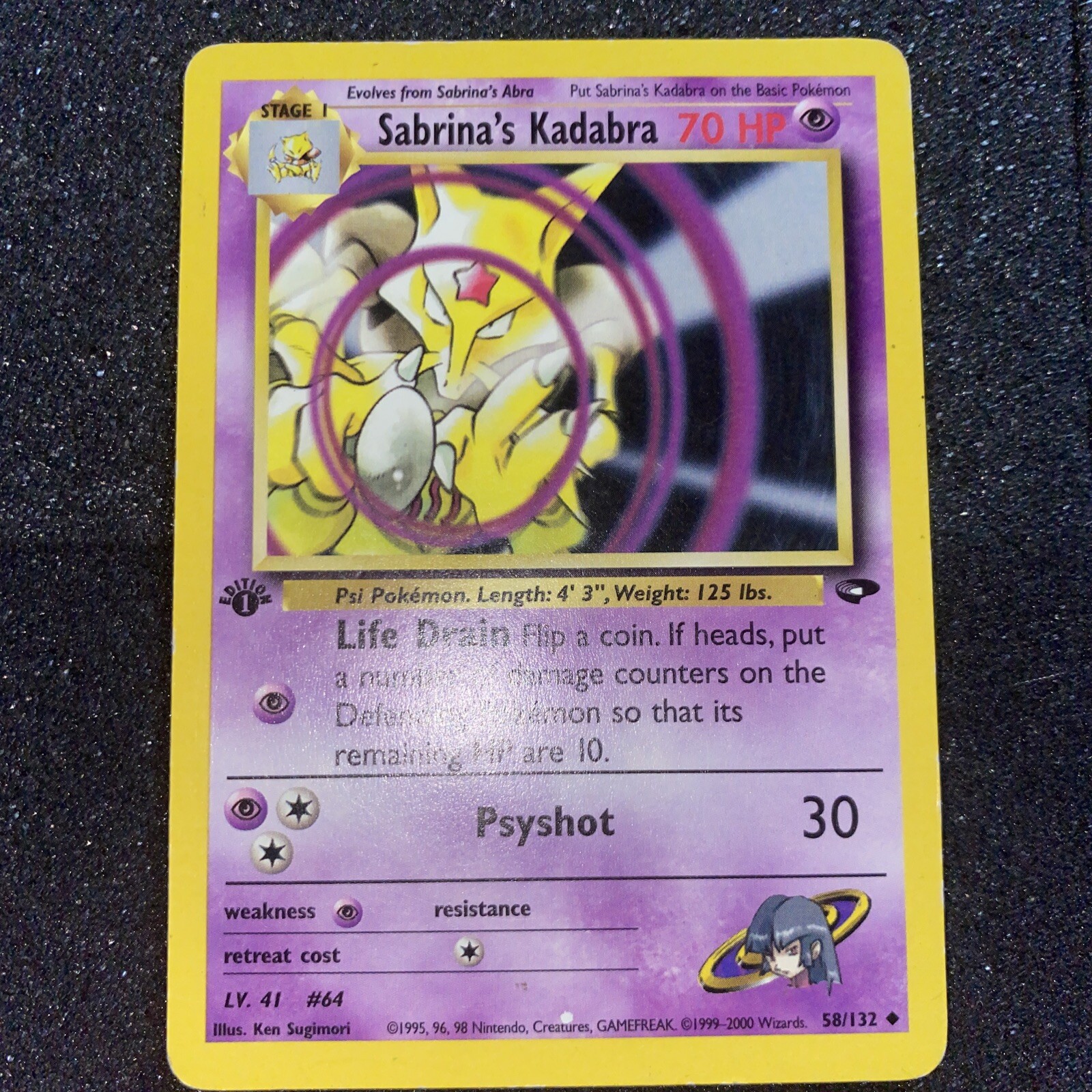 1st Edition Sabrina’s Kadabra 58/132 - Gym Challenge - Near Mint