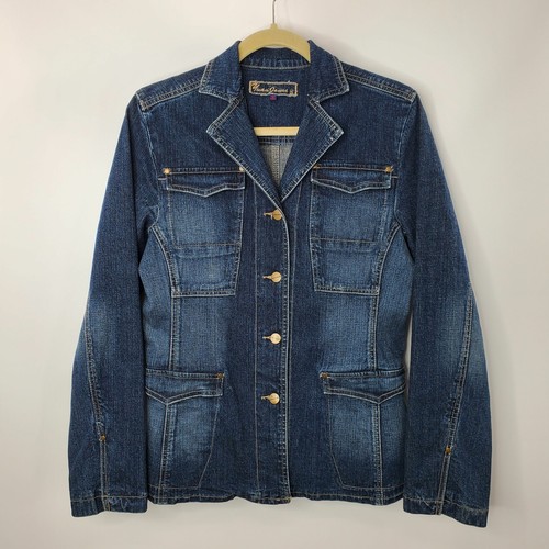 Yuka Jeans Womens Blue Long Sleeve Flap 
