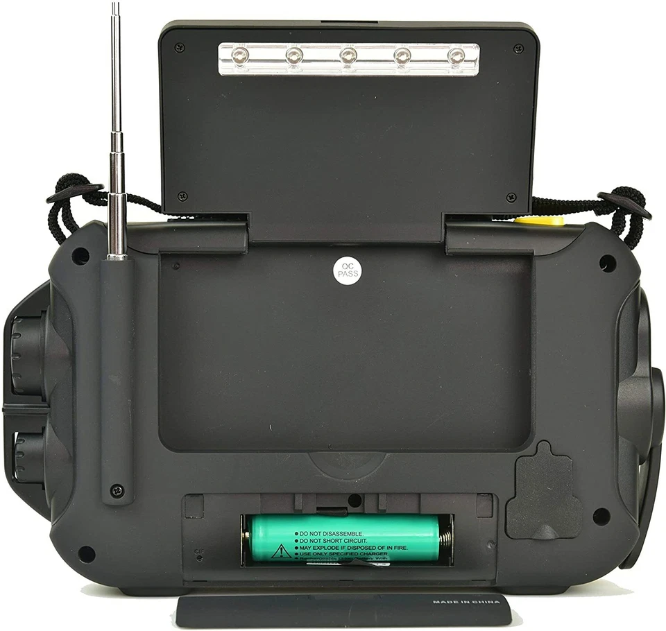 Kaito KA600L Emergency AM/FM/SW NOAA Weather Alert Radio with Solar Crank Black - Image 4 of 4