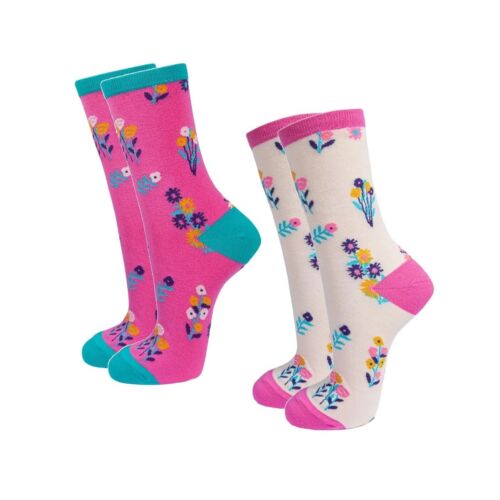 Womens Bamboo Ankle Socks - Floral Flowers - Cute Designs - One Size - Adults - Afbeelding 1 van 5