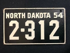 1953-54 General Mills Wheaties Tin Mini Bicycle License Plate - North Dakota