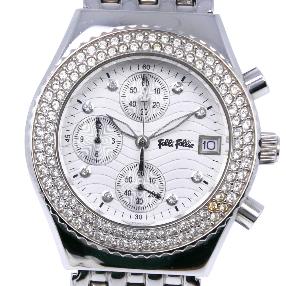 Folli Follie WF6A049SV bezel rhinestone Watches WhiteDial 
