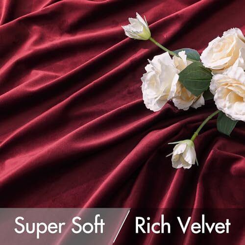 Velvet Curtains 84 inches 2 Panels Luxury Blackout W52 x L84 Burgundy