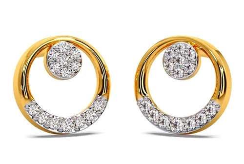 Boucles D'oreilles Diamants 14K Or - Clous, 0.24 Cts Diamants Ronds Brillants, Couleur G, Clarté SI1