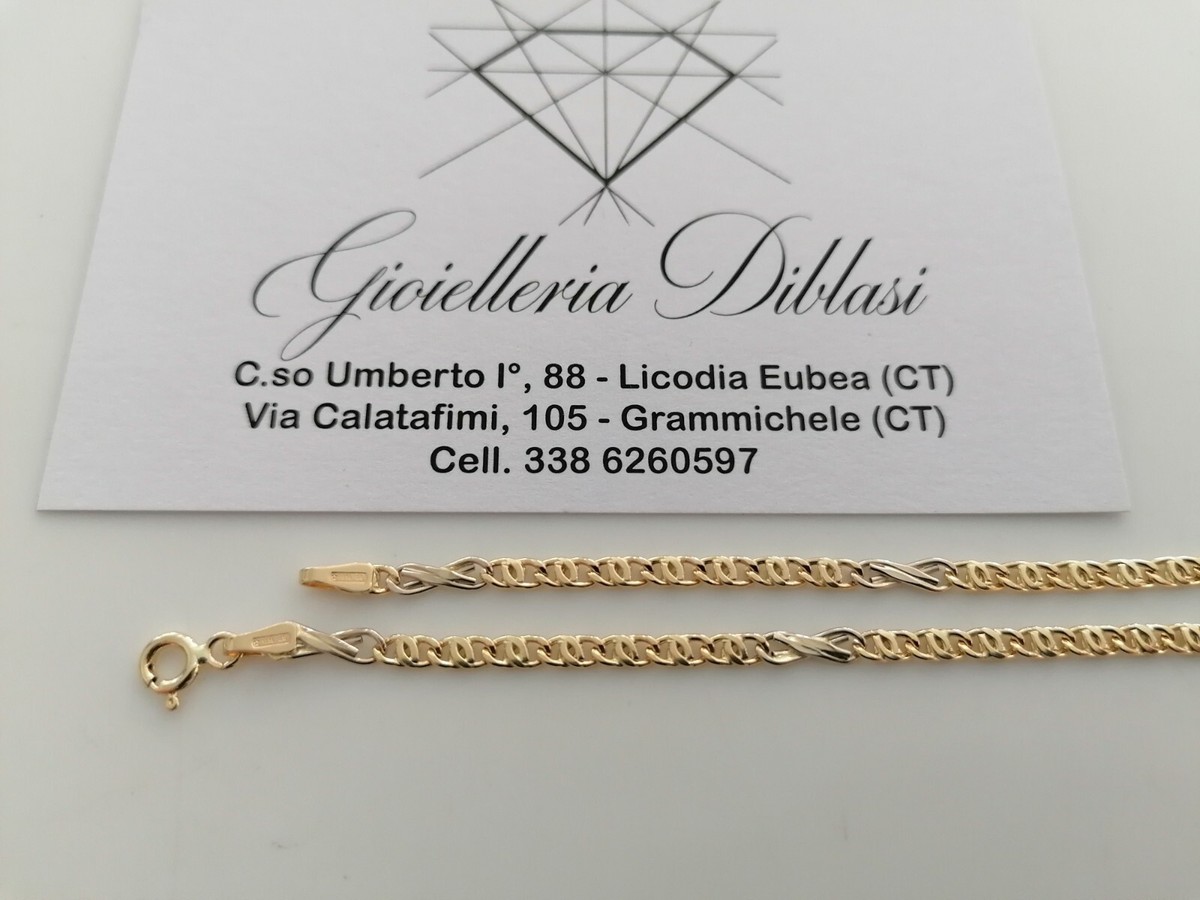 Chaîne En Or Blanc 18 Carats - Collier Massif Maille Gourmette - 50 Cm - Italie
