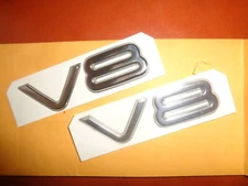 CHROME "V8" DECAL EMBLEM - PAIR OF 2 - COOL