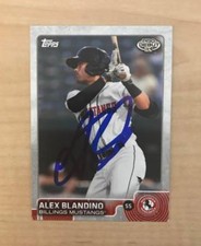 ALEX BLANDINO BILLINGS MUSTANGS SIGNED 2015 TOPPS PRO DEBUT CARD #140 W/COA
