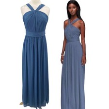 New David's Bridal Dress Y Neck Pleated Bodice Empire Long Gown Magenta Women 0