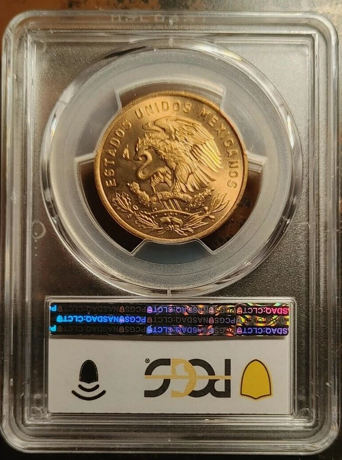 :1964 Mo 20 CENTAVOS 墨西哥太阳 PYRAMID PCGS 评级 MS66 RD 红色稀有 R4 最高等级 — 第 3/3 张图片