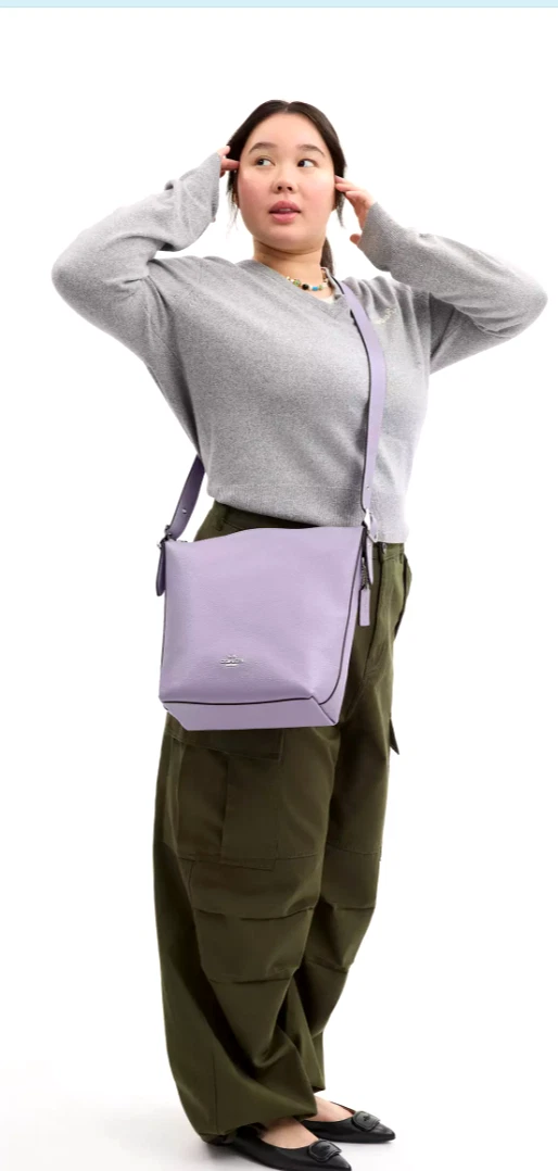 ?Borsa a tracolla tracolla Coach Val Duffle C2818 pelle lilla viola ciottoli nuova con etichetta