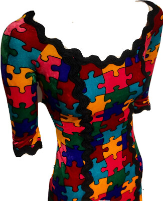 1990's Vintage Velvet MOSCHINO Cheap And Chic Jigsaw Puzzle Pieces