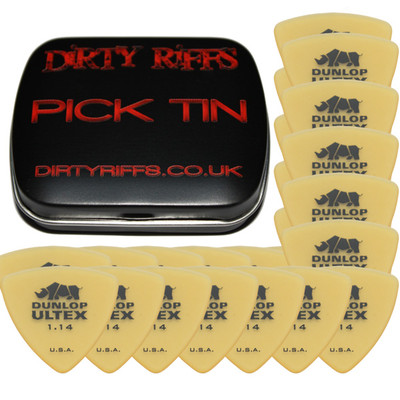 24 x Dunlop Ultex dreieckige Gitarren-Plektren/Gitarrenplektren - 1,14 mm in einer handlichen Plektren-Dose