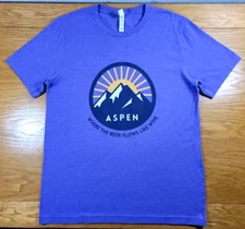 Aspen Colorado T-Shirt Men's Large Purple Adult Where The Beer Flows Like Wine