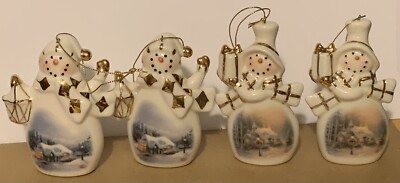 Thomas Kincade Snowman Ornaments set of 4