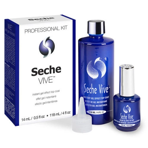 Seche Vive Instant Gel Effect Top Coat Fast Dry Nail Refill Kit 4oz + 0.5oz