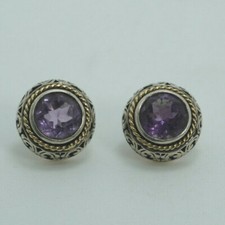 NF Sterling Silver 14K Gold Amethyst Earrings