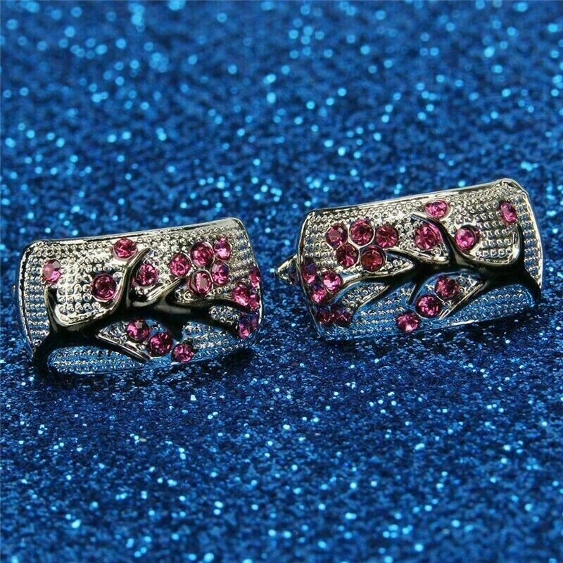 Pendientes de aro Huggie redondos de rubí simulado de 2,50 quilates para mujer enchapados en oro blanco de 14 quilates Foto 3 de 3